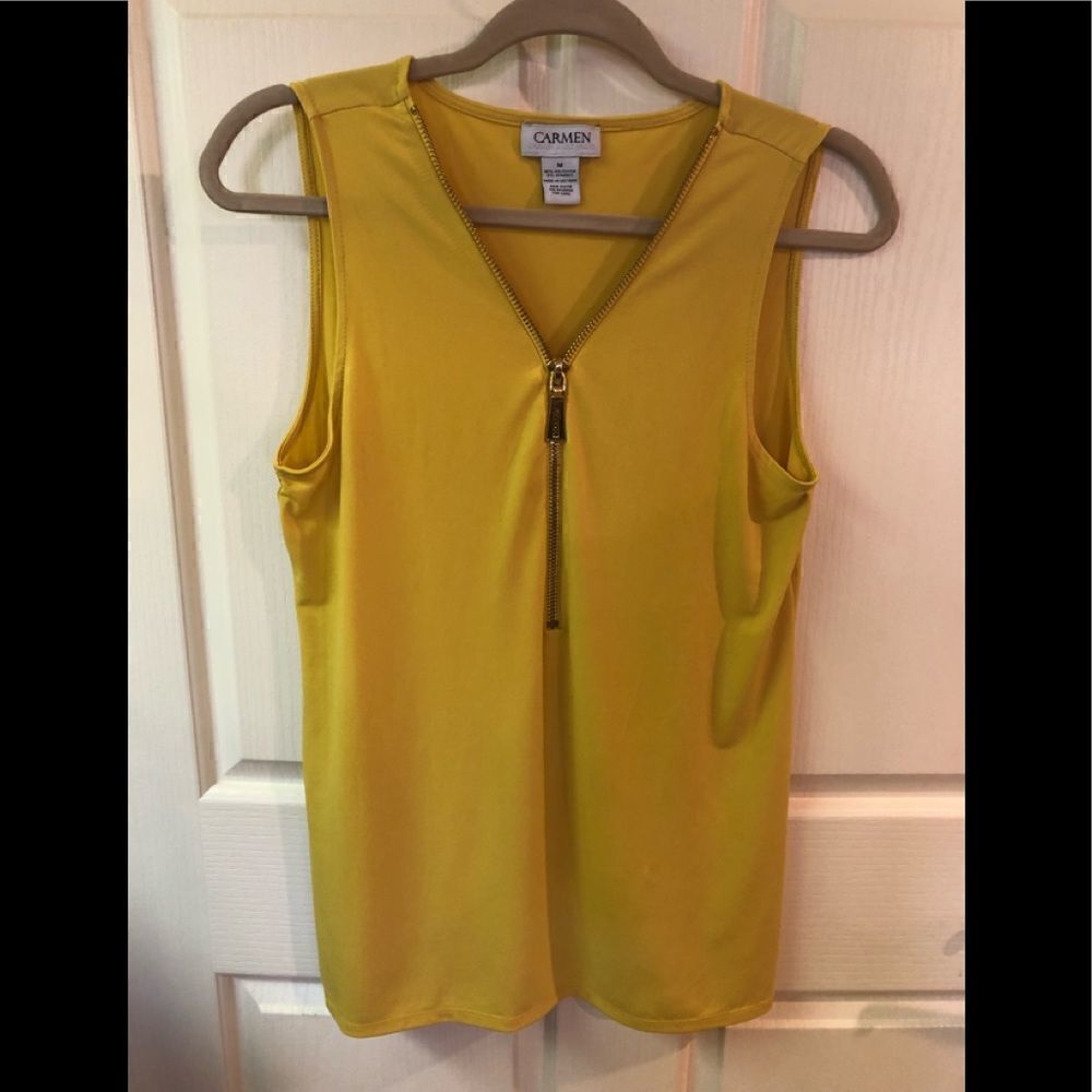 Carmen Marc Valvo sleeveless top with front zipper